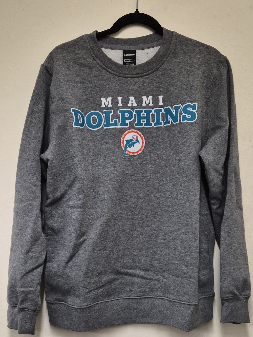 Captivating Miami Dolphins Women's Grey Crewneck Sweatshirt | Size M